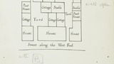 Plan of buildings behind houses at the West End, showing overcrowding (in eighteenth century). Original drawing used in "Yorkshire Village" (1953), page 125