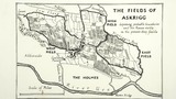 The Fields of Askrigg depicting probable boundaries and the Ranes visible in the present day fields. Original drawing used in "Yorkshire Village" (1953), page 239