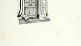 Doorway, John Pratt's house. Original drawing used in "Yorkshire Village" (1953), page 227