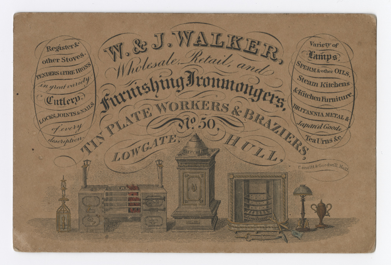 W. & J. Walker trade card - image 1