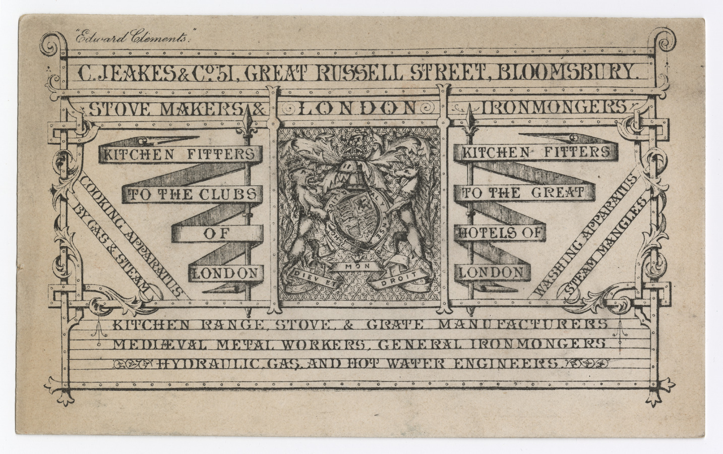 C. Jeakes & Co. trade card (advertisement) - image 1