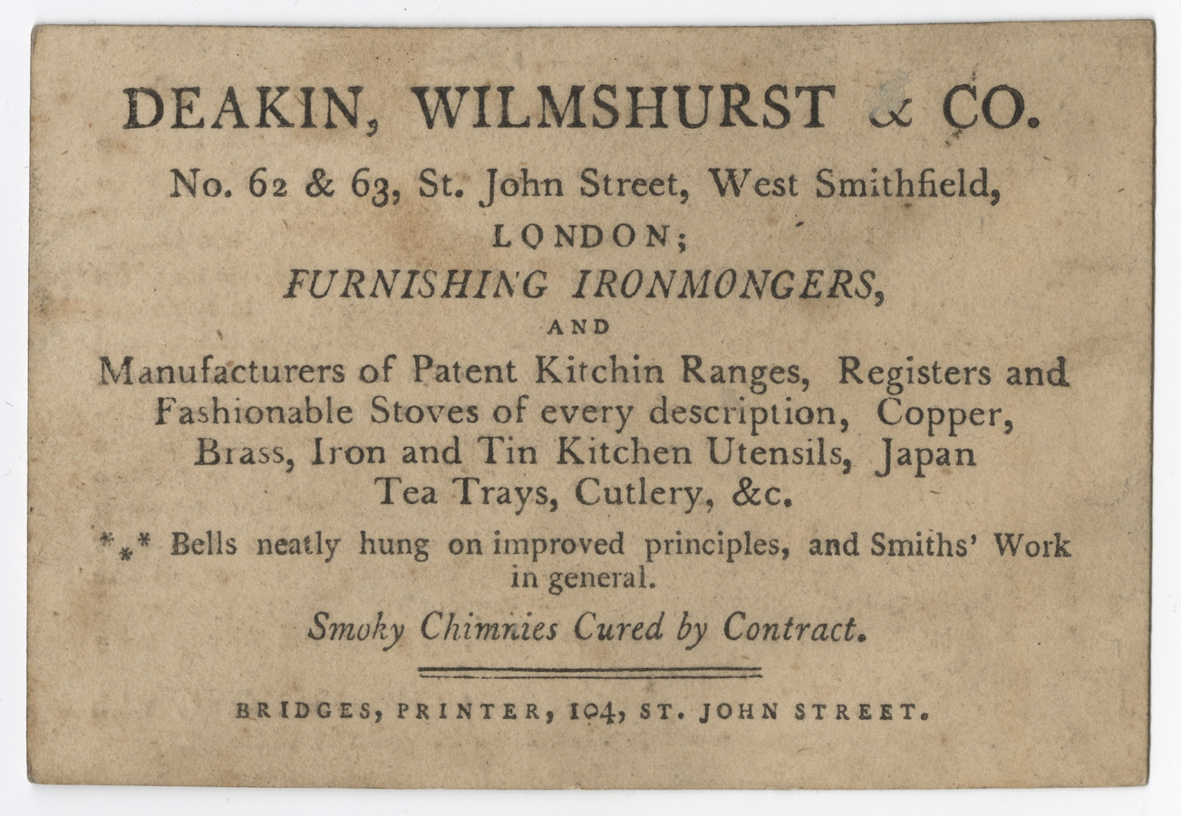 Deakin, Wilmshurst & Co. trade card - image 1