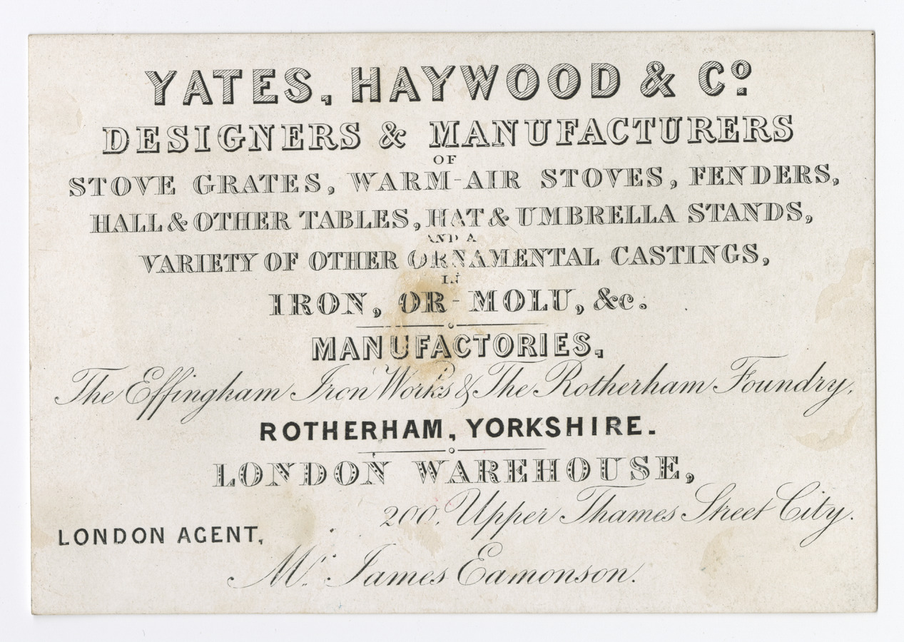 Yates, Haywood & Co. trade card - image 1