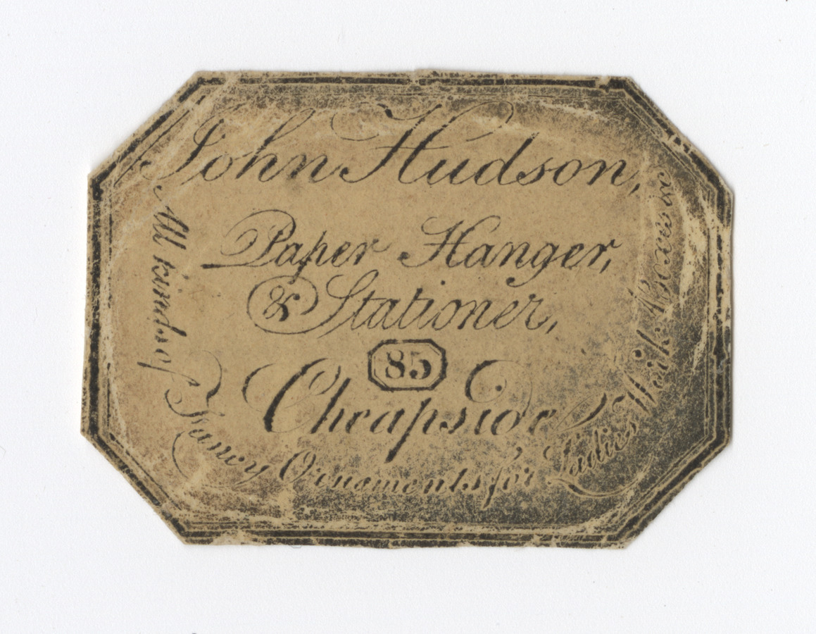 John Hudson trade card (label) - image 1