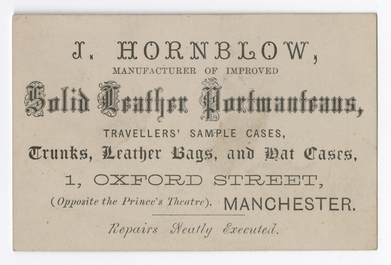 J. Hornblow trade card - image 1