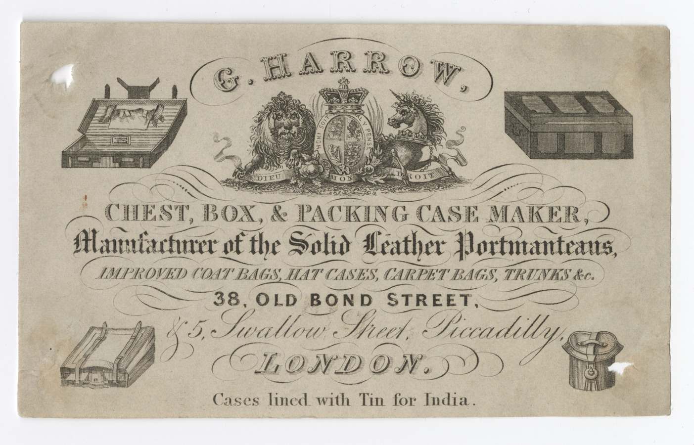 G. Harrow trade card (label) - image 1