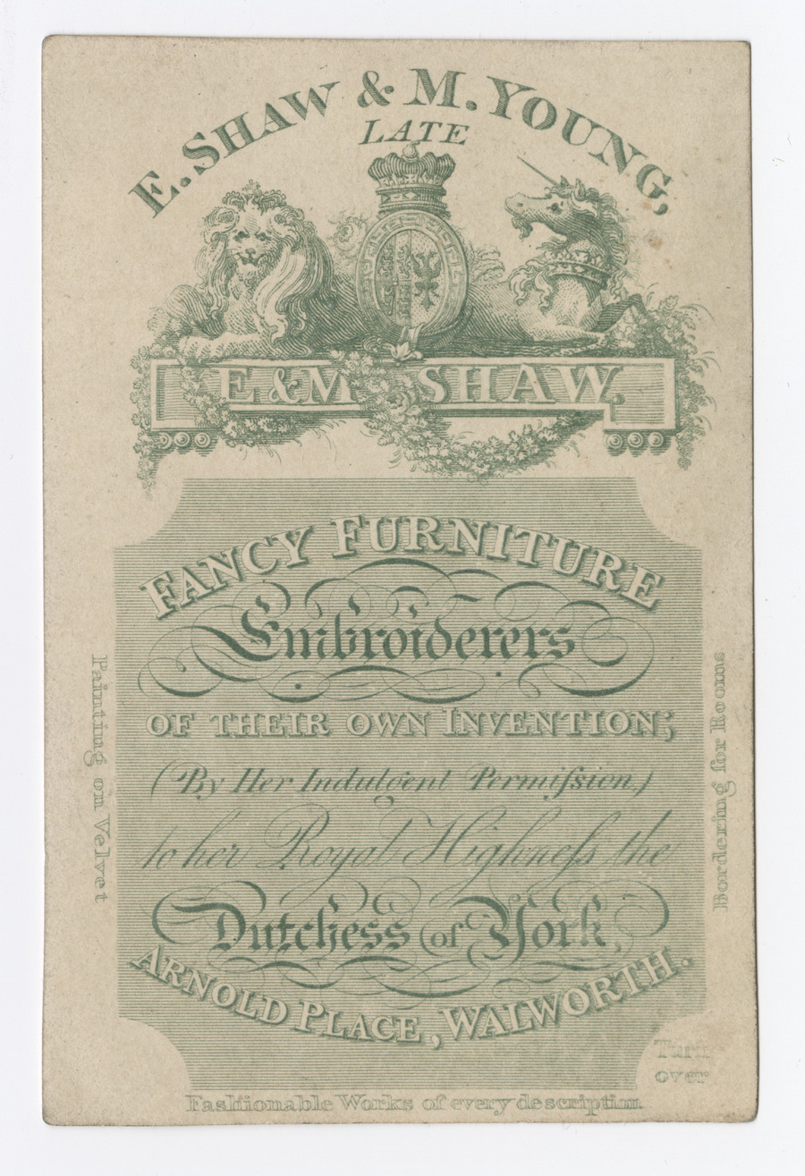 E. Shaw & M. Young trade card - image 1