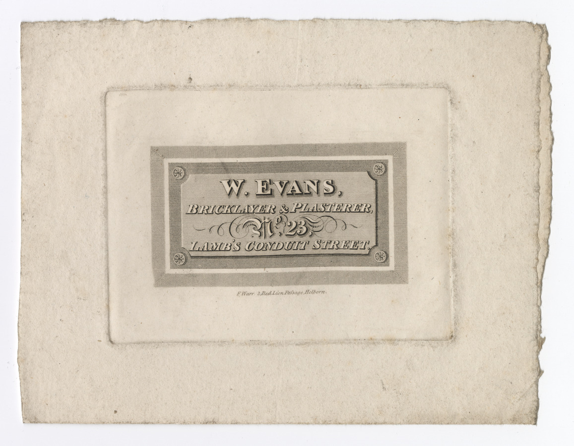 W. Evans trade card (label) - image 1