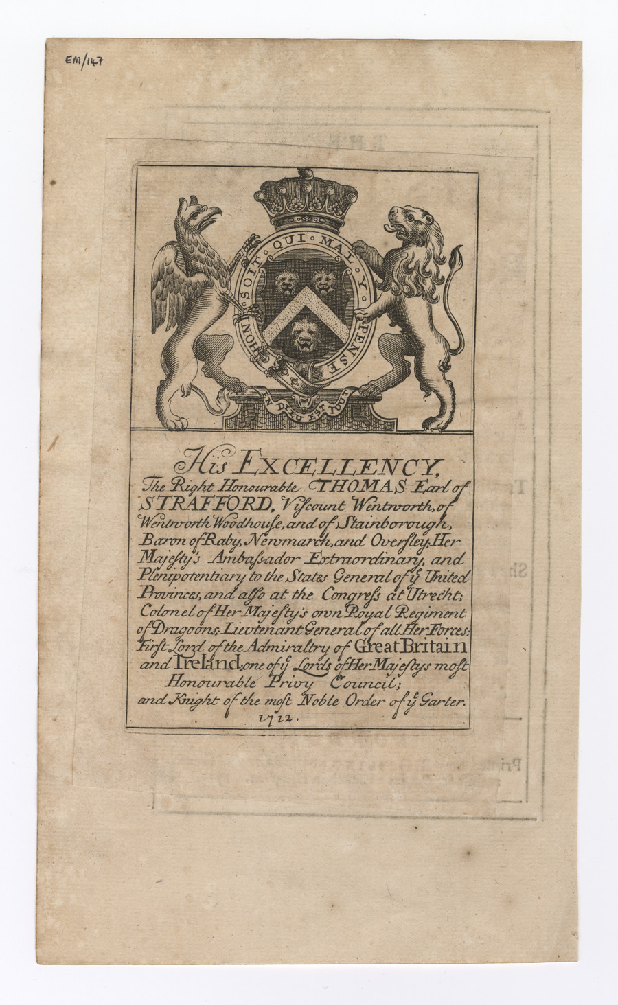 Thomas, Earl of Strafford bookplate - image 1