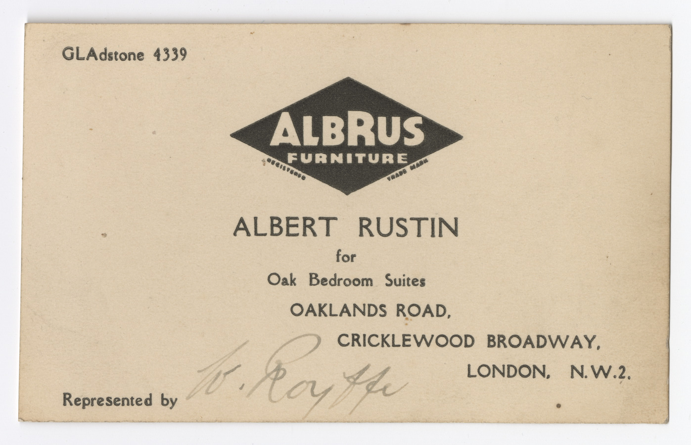 AlbRus Furniture trade card - image 1