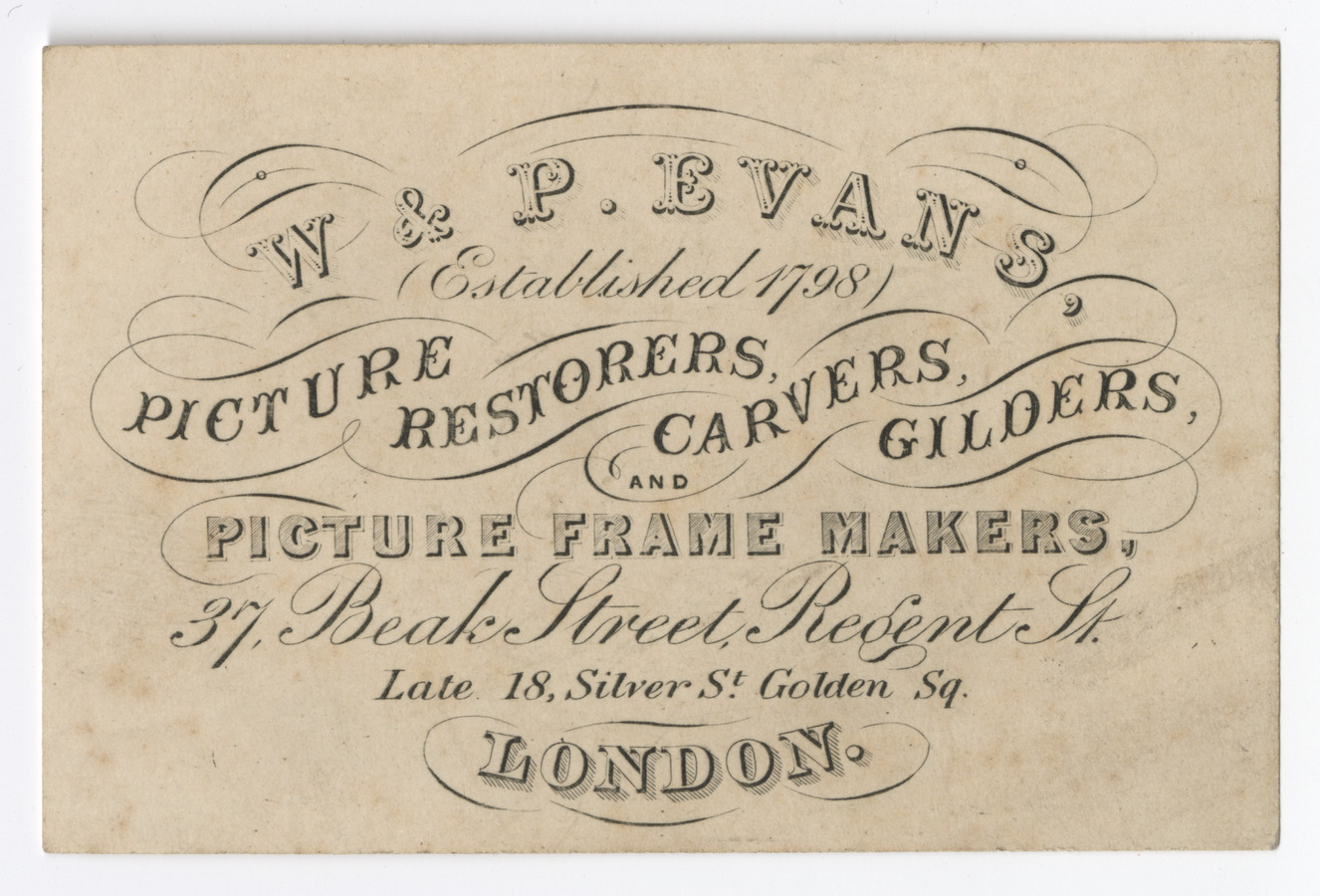 W. & P. Evans trade card - image 1