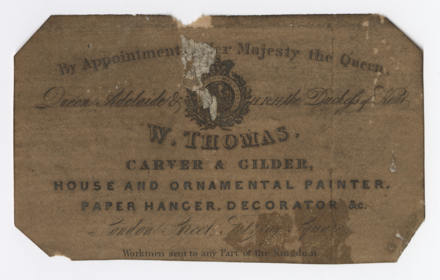 W. Thomas trade card (label) - image 1