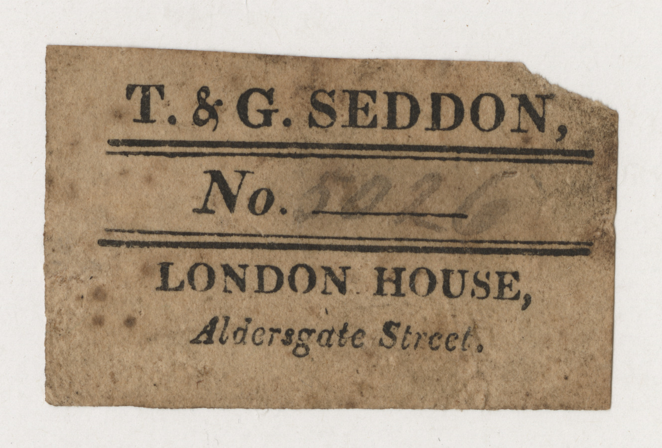 T. & G. Seddon trade card (label) - image 1