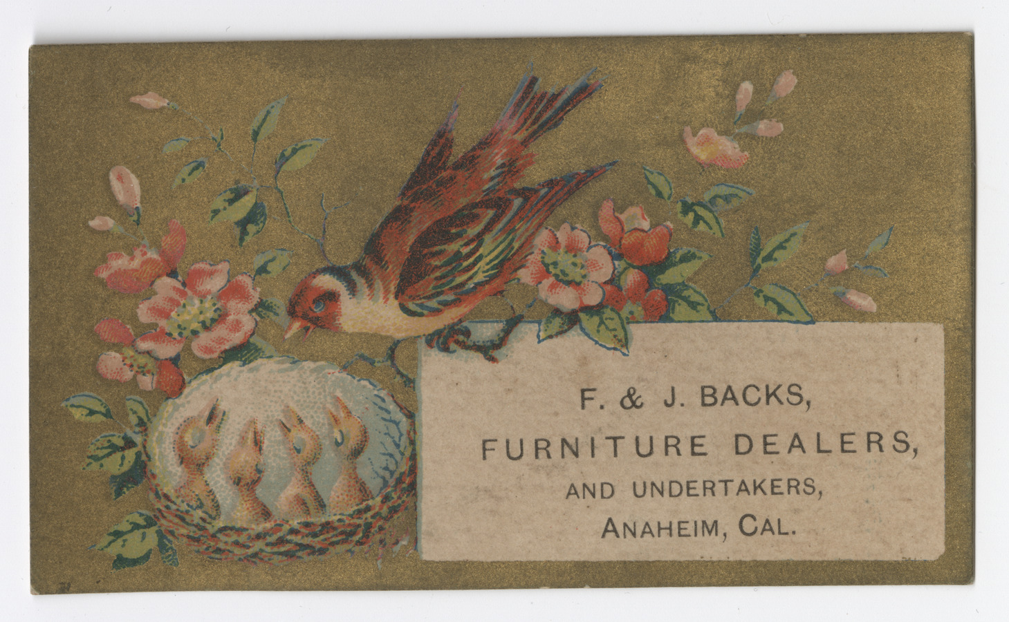 F. & J. Backs trade card - image 1