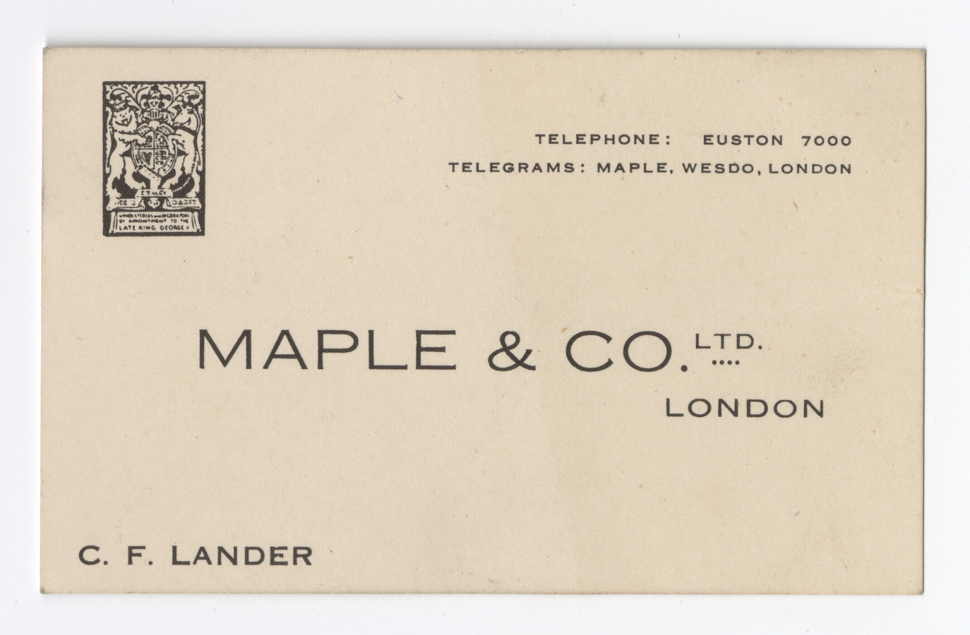 Maple & Co. Ltd trade card - image 1