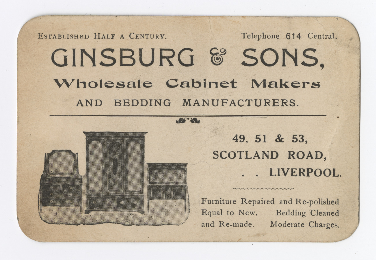 Ginsburg & Sons trade card - image 1