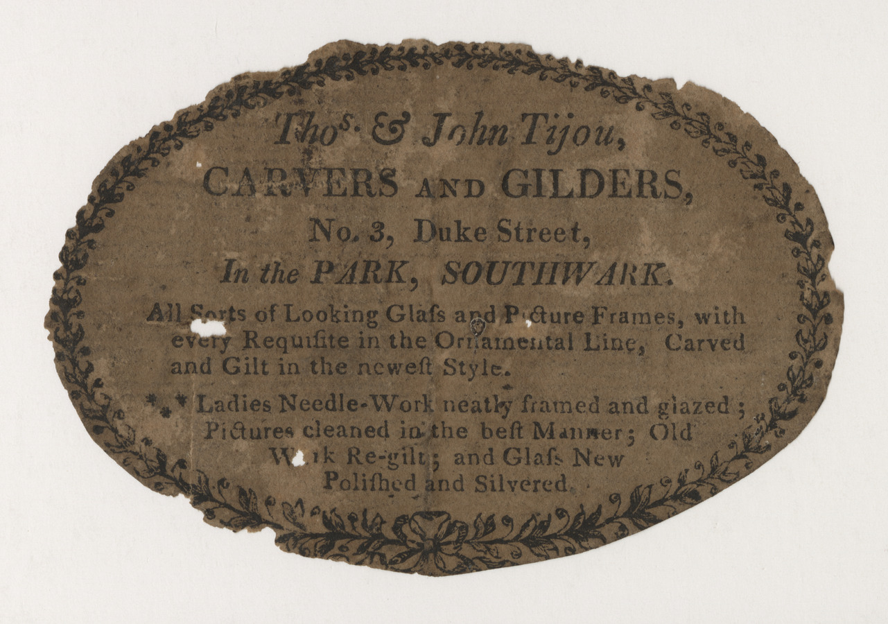 Thomas & John Tijou trade card (label) - image 1