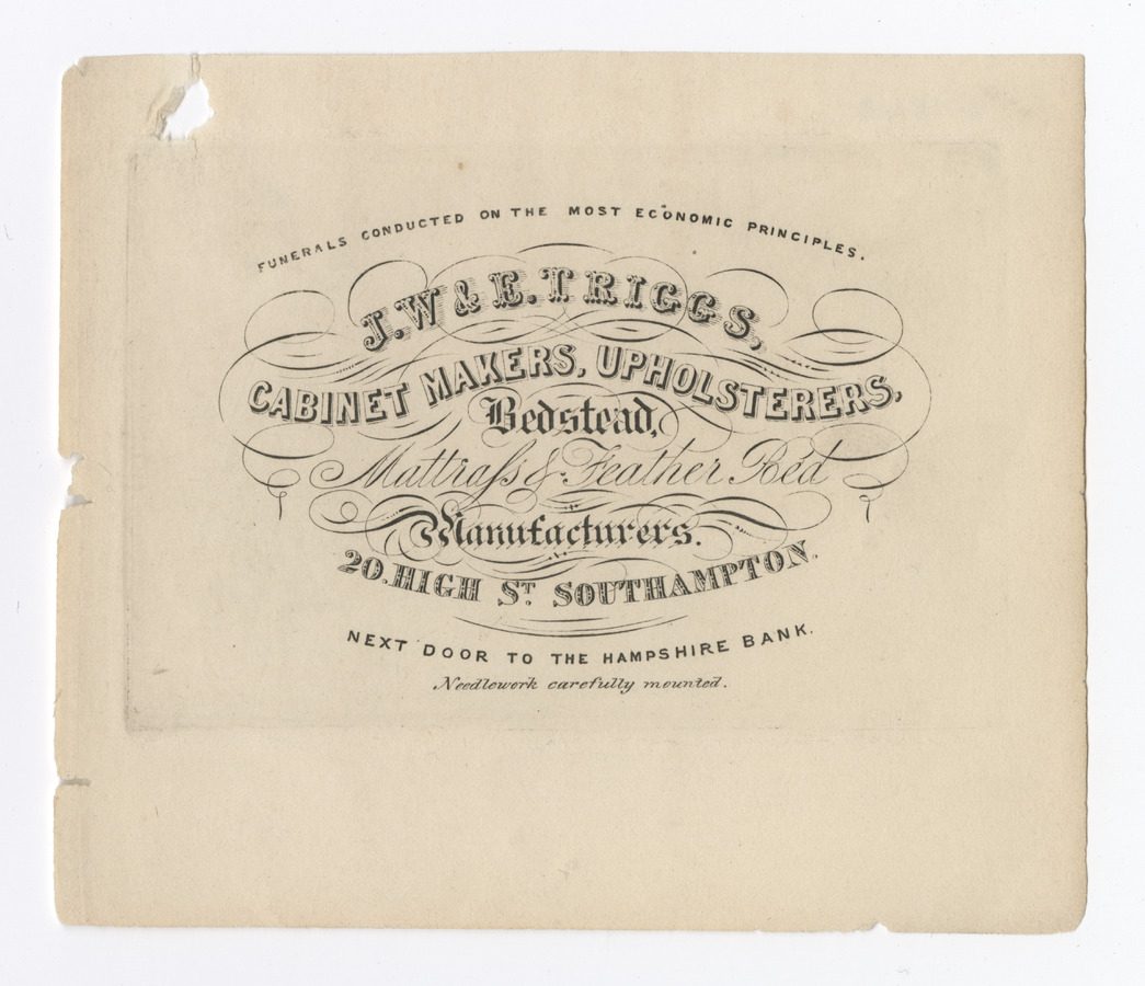 J. W. & E. Triggs trade card (label) - image 1