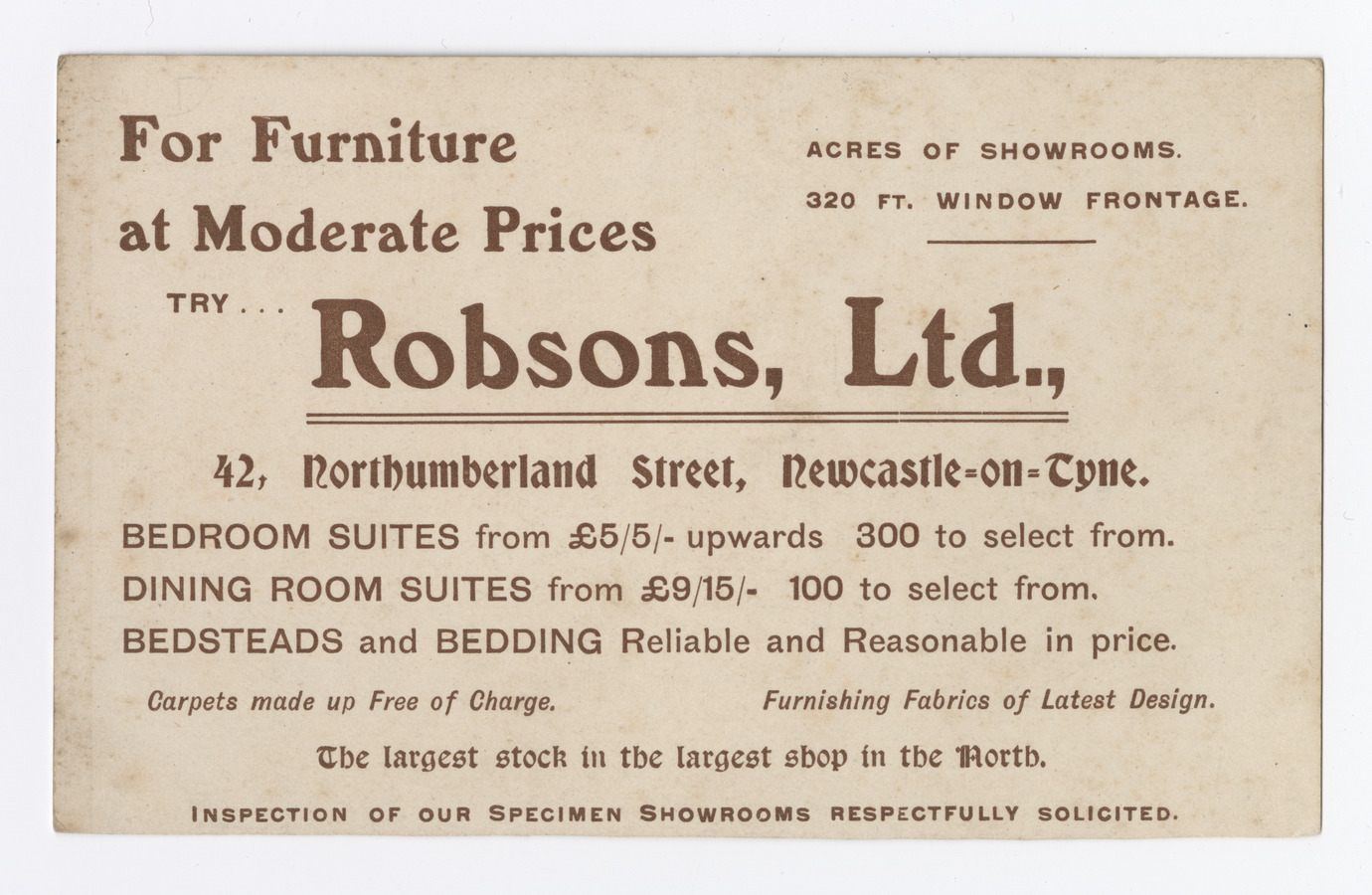 Robsons Ltd trade card - image 1