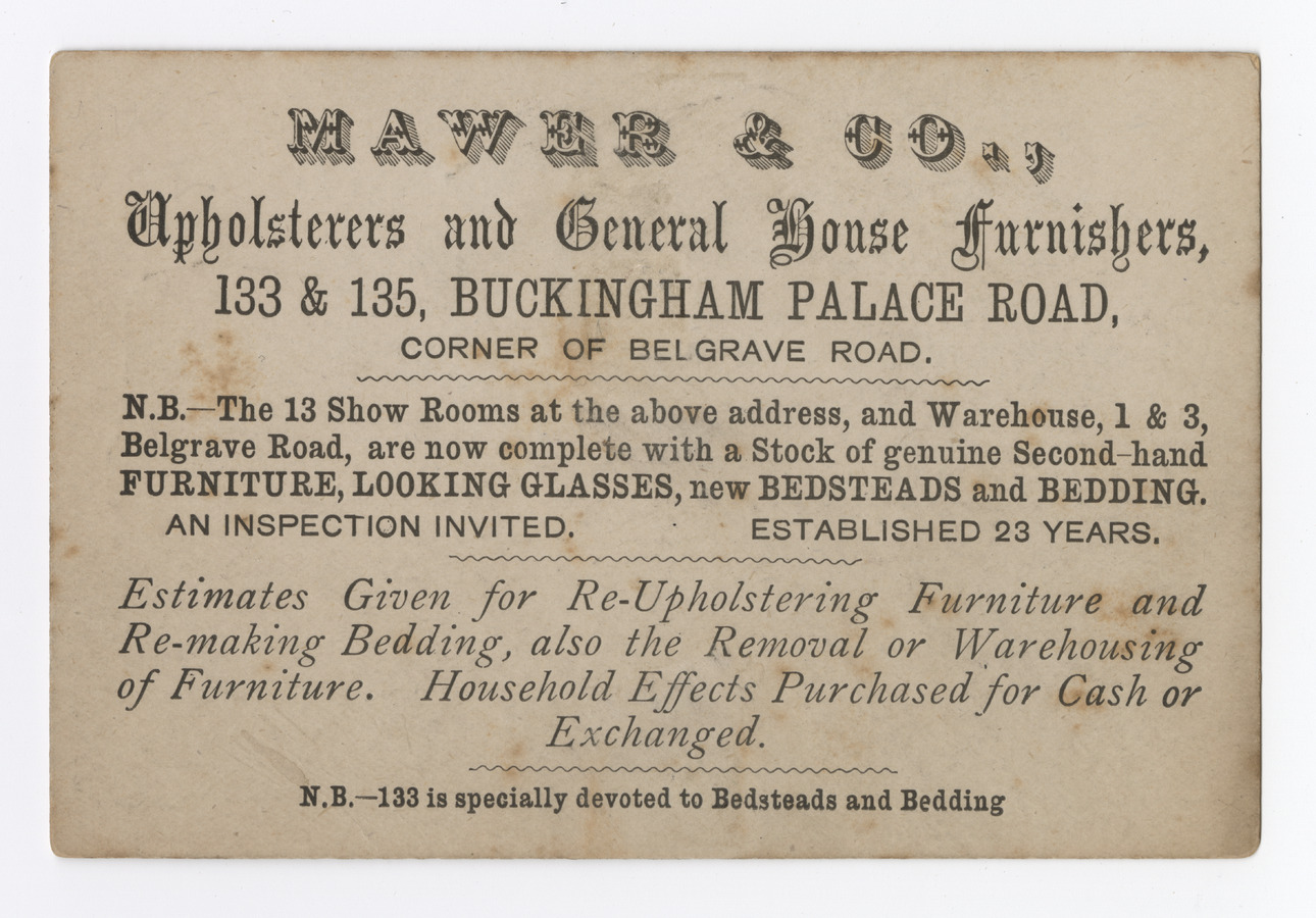 Mawer & Co. trade card - image 1