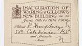 Waring & Gillow's new building inauguration ticket