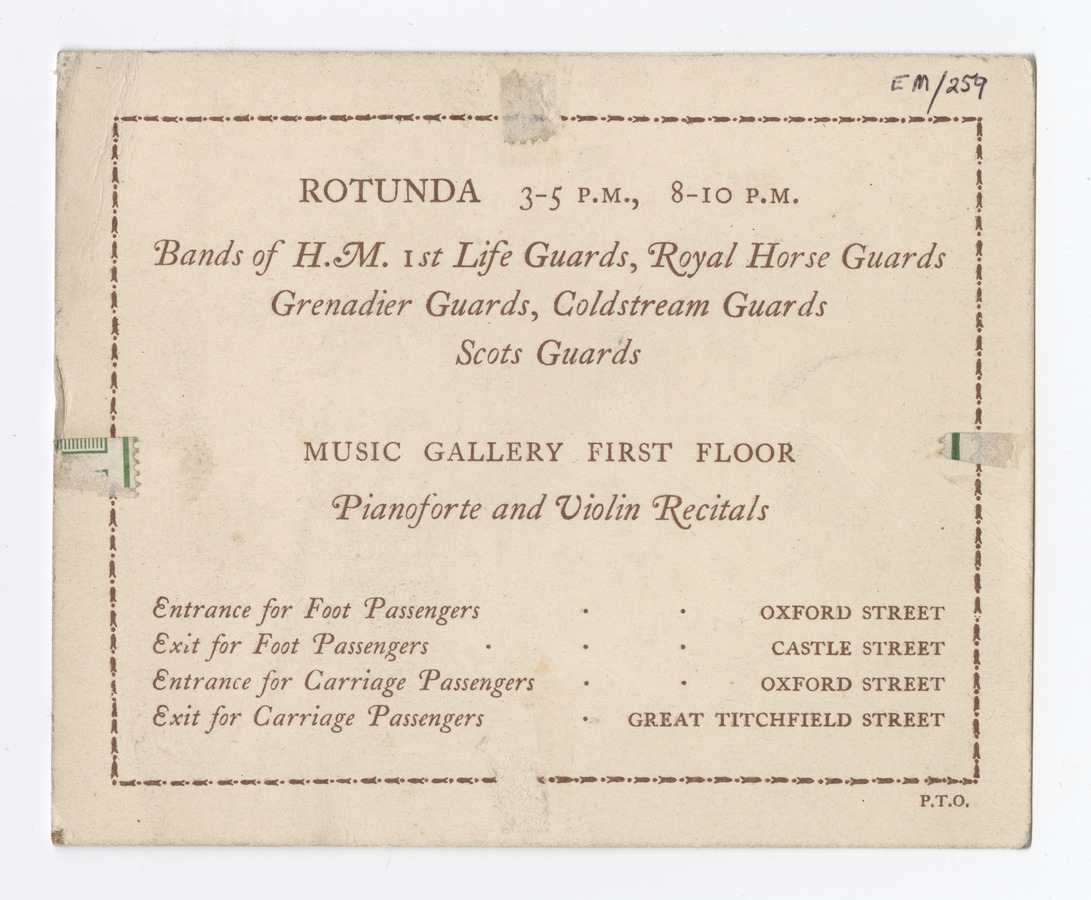 Waring & Gillow's new building inauguration ticket - image 2