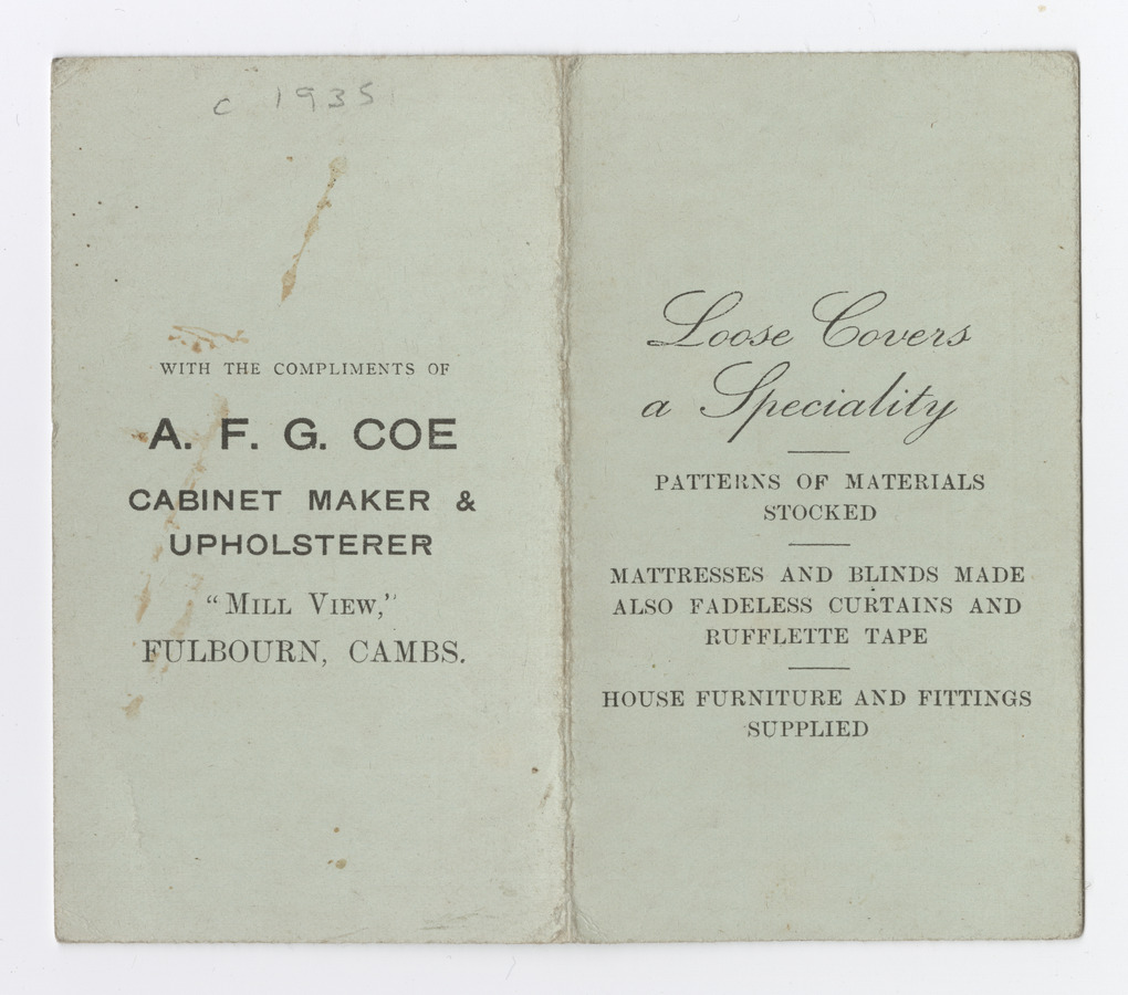 A. F. G. Coe trade card - image 1