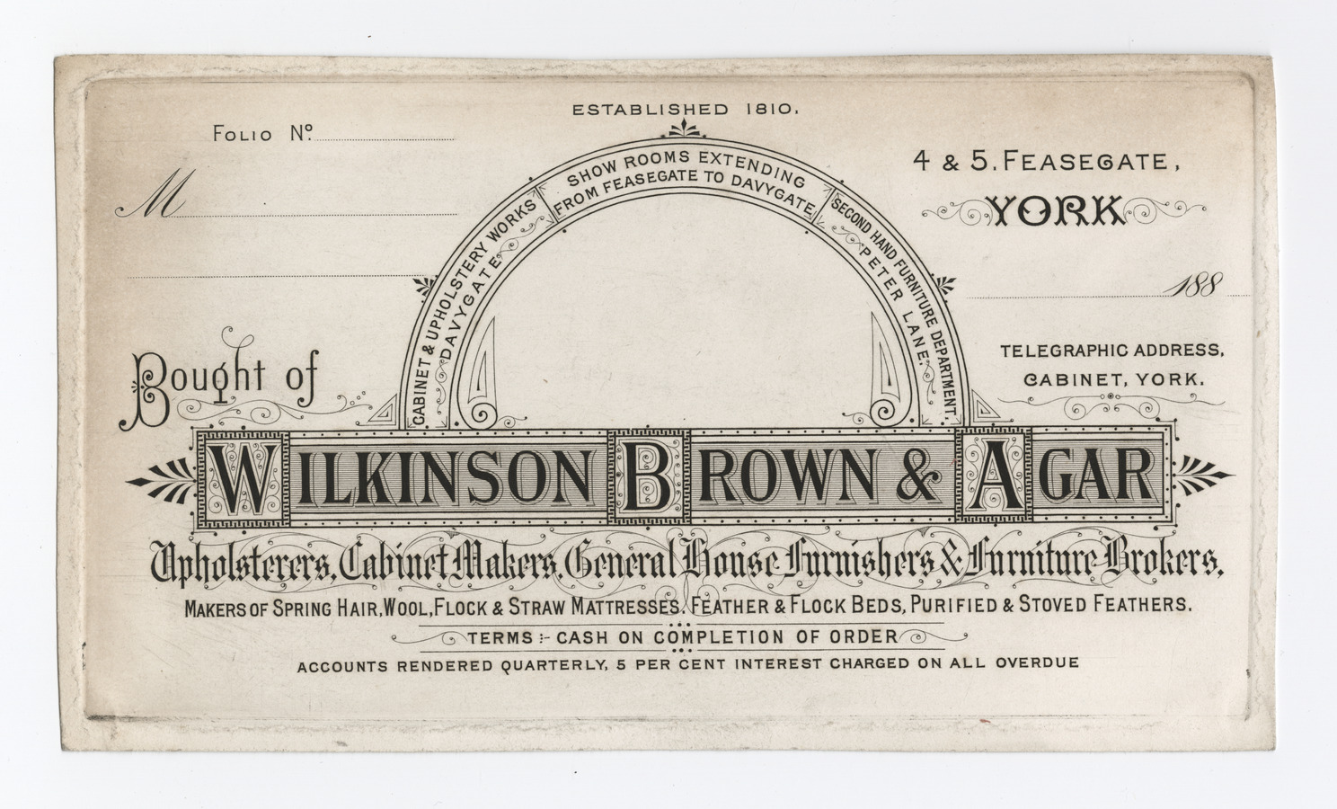 Wilkinson, Brown & Agar billhead - image 1