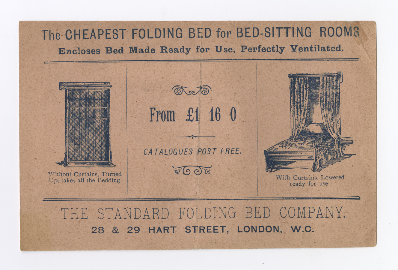 The Standard Folding Bed Company trade card - image 2