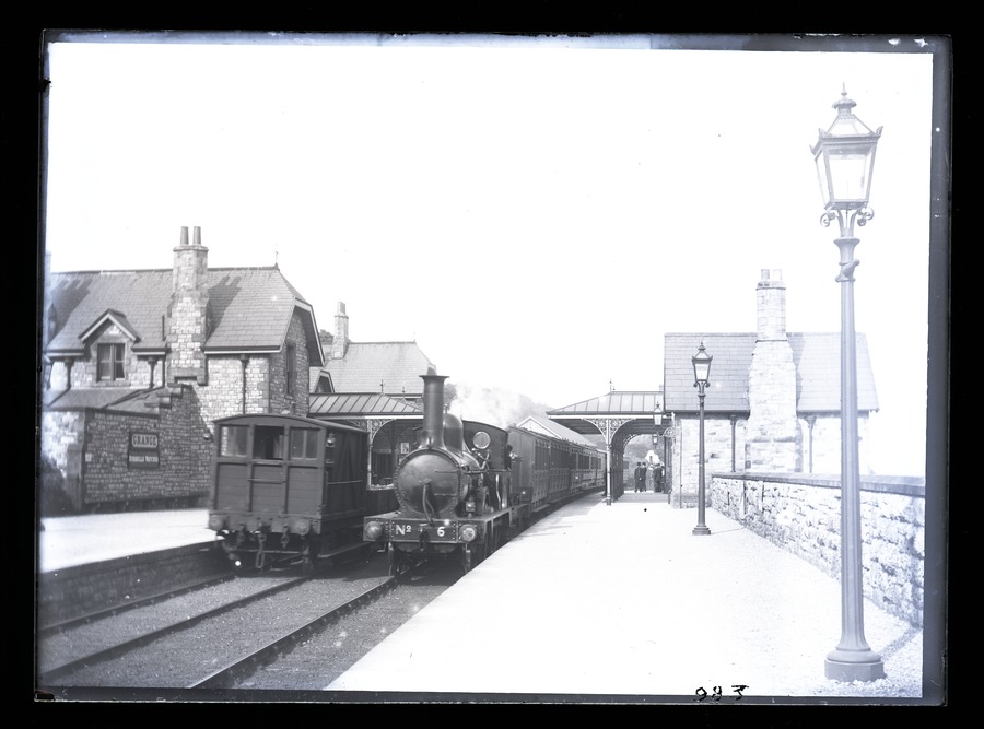 Grange [Grange-over-Sands], Station, train coming in 