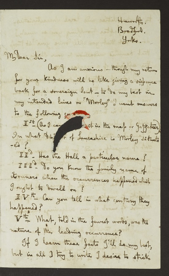 Letter from Branwell Brontë to Joseph Bentley Leyland - Digital Library
