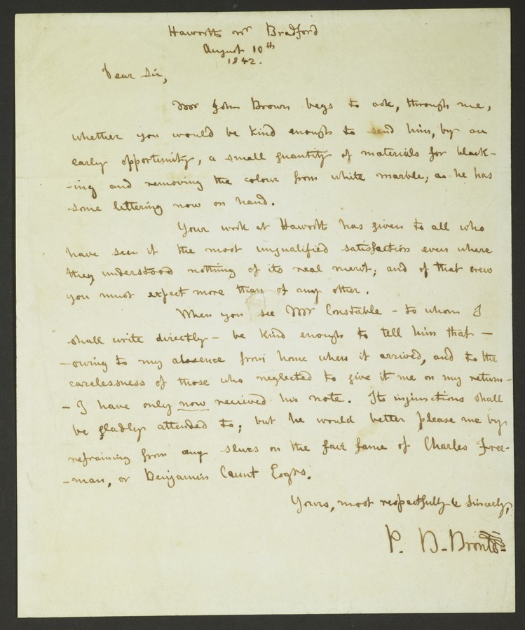 Letter addressed from 'Haworth nr Bradford'. Image credit Leeds University Library
