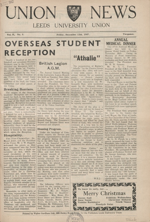 Union News, volume 2 issue 5 Image © University of Leeds