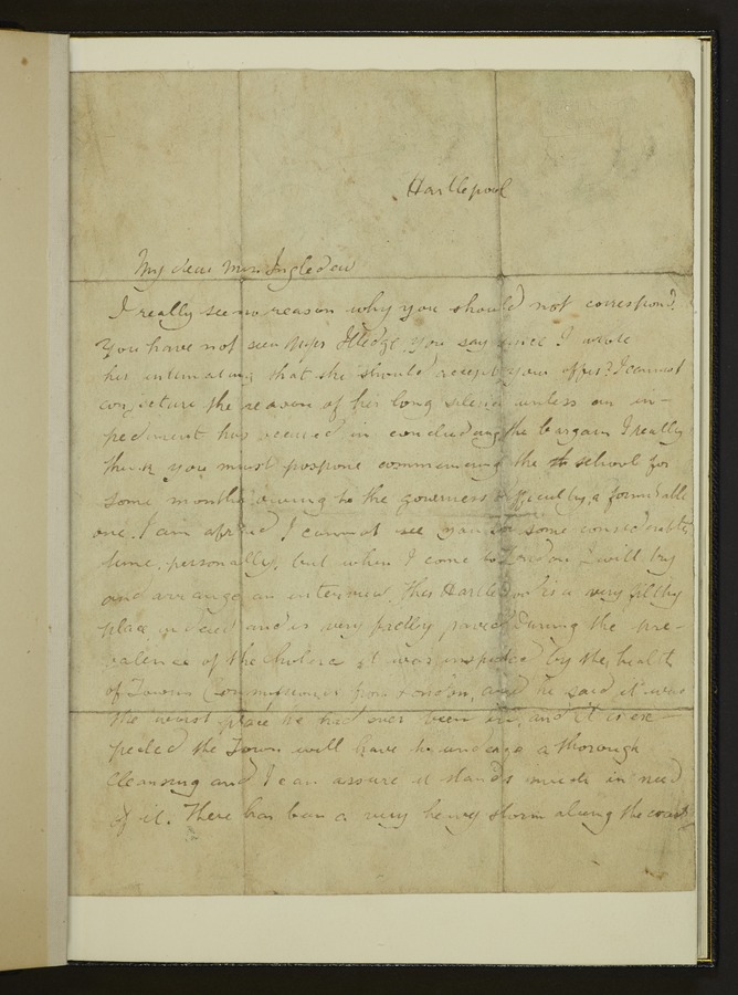 'Hartlepool Letter', signed Currer Bell, initially attributed to Charlotte Brontë but now recognised to be not authentic. Image credit Leeds University Library