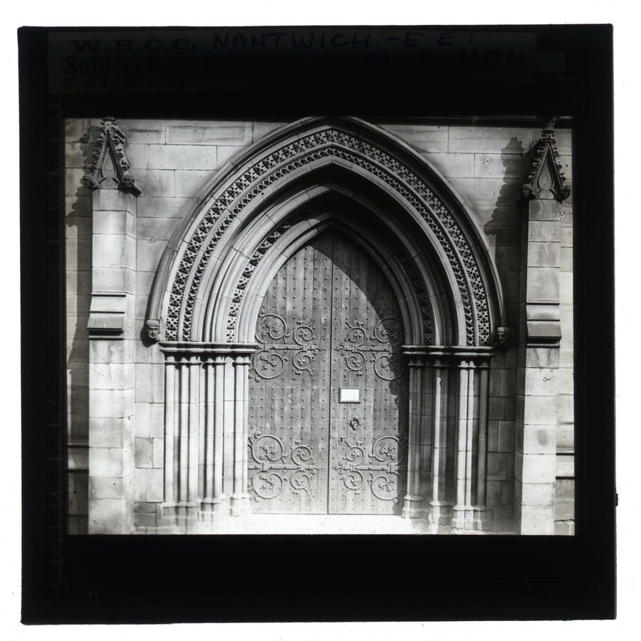 Doors, Nantwich - E.E - Doorway. GG Sedtt c 1860 Â© University of Leeds