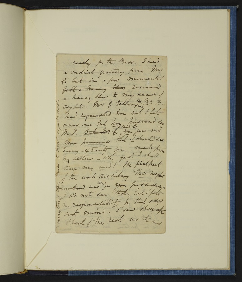Ellen Nussey regarding Mrs Gaskell, fragment concerning Patrick Bronte and A B Nicholls Â© University of Leeds